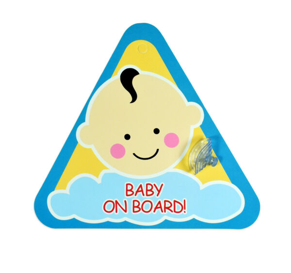 Baby Caution Car Sticker "Baby on Board" - Blue/Yellow-0