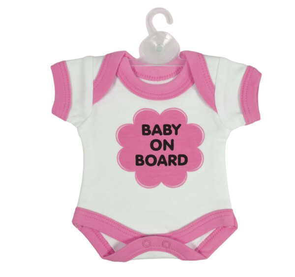 Baby On Board Sign Hanger (Onesies Style) - Pink-0