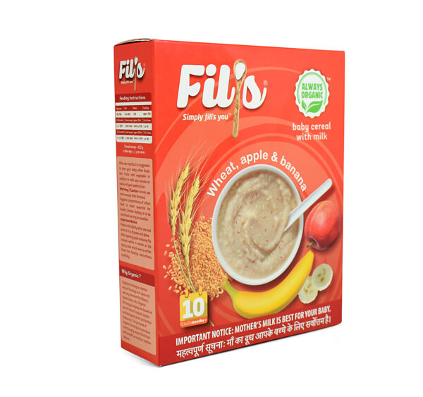 Fil's Organic Baby Cereal With Milk Wheat Apple & Banana - 300 gm-27511