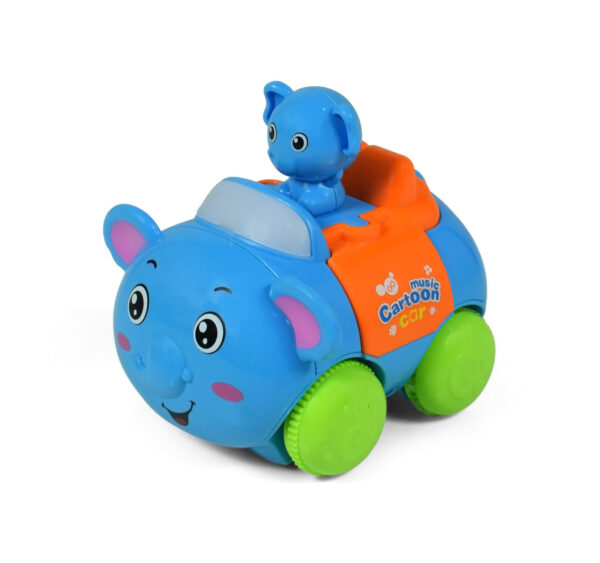 Animal Cartoon Musical Friction Car - Sky Blue-0