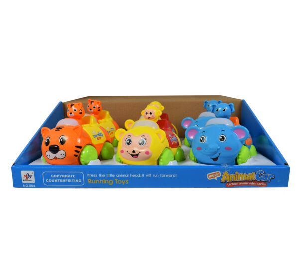 Animal Cartoon Musical Friction Car - Sky Blue-27689