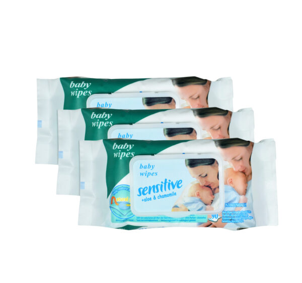 Baby Sensitive Wipes with Aloe & Chamomile (Pack of 3)-0