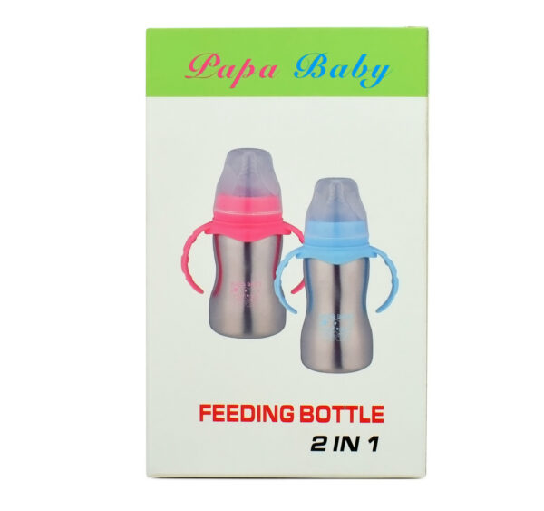 Papa Baby 2 in 1 Steel Feeding Bottle cum Spout Sipper - Sky Blue-27745