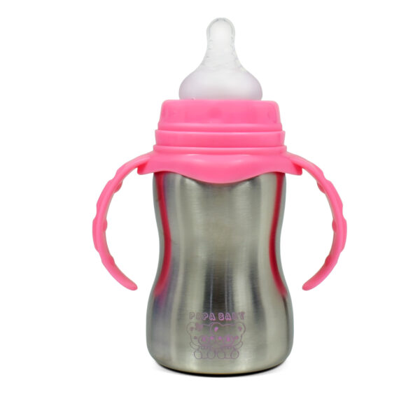 Papa Baby 2 in 1 Steel Feeding Bottle cum Spout Sipper - Pink-27736