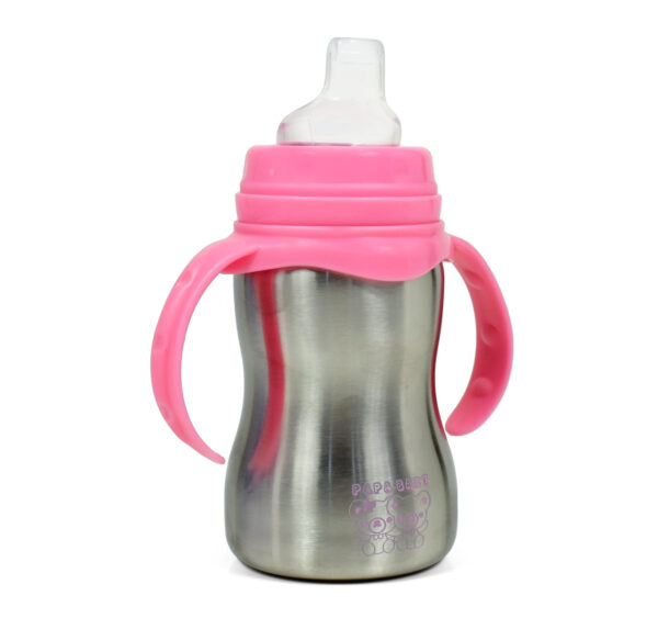 Papa Baby 2 in 1 Steel Feeding Bottle cum Spout Sipper - Pink-27734