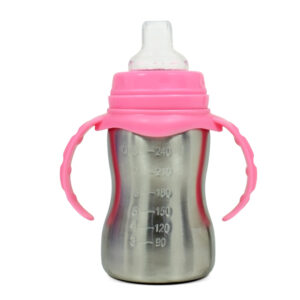 Papa Baby 2 in 1 Steel Feeding Bottle cum Spout Sipper - Pink-27735