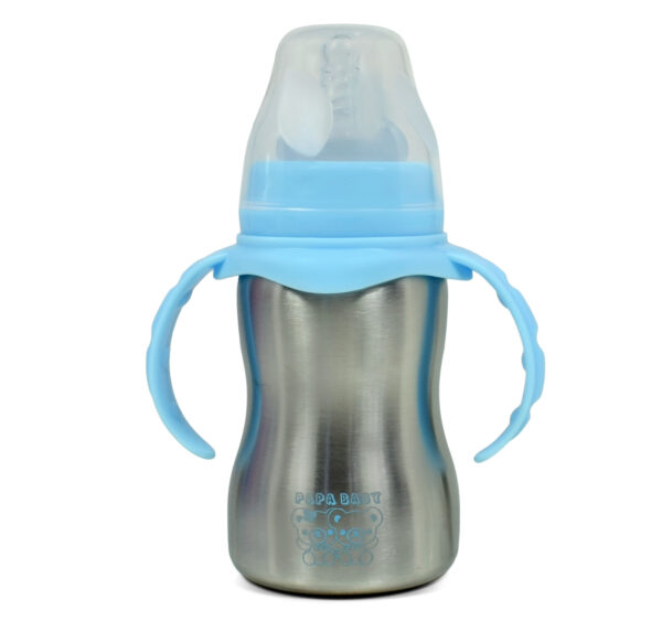 Papa Baby 2 in 1 Steel Feeding Bottle cum Spout Sipper - Sky Blue-27748