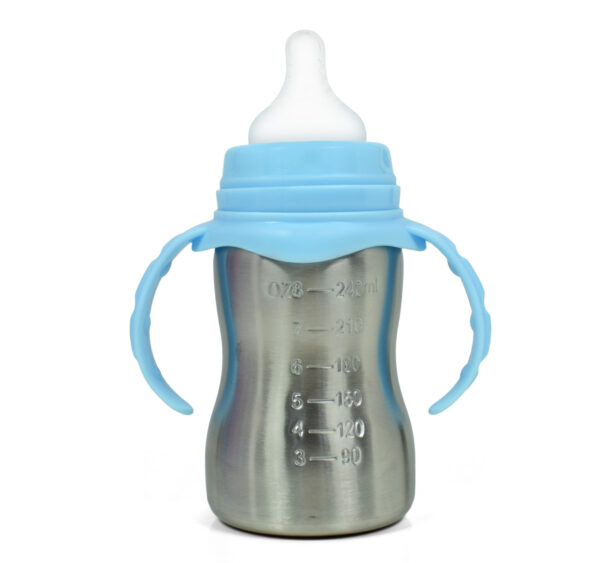 Papa Baby 2 in 1 Steel Feeding Bottle cum Spout Sipper - Sky Blue-27750