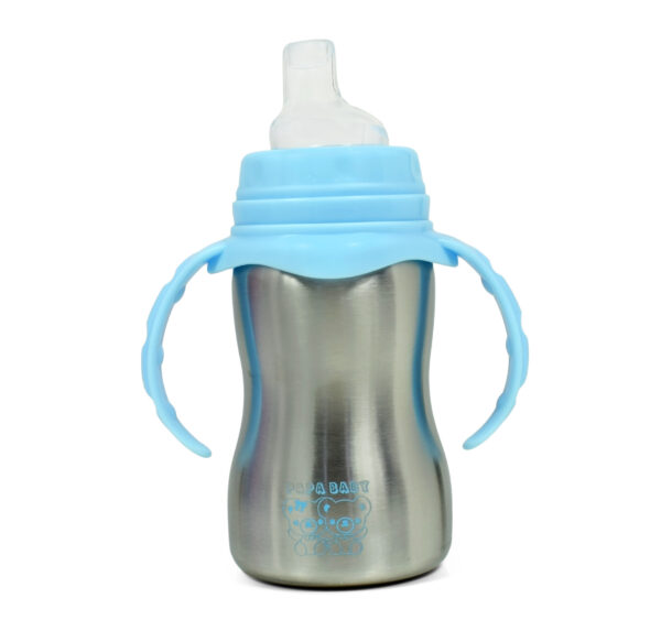 Papa Baby 2 in 1 Steel Feeding Bottle cum Spout Sipper - Sky Blue-27751