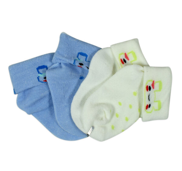 New Born Baby Socks Pack of 2 - Blue/White-27956