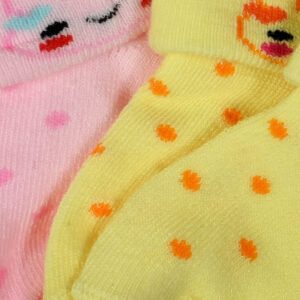 New Born Baby Socks Pack of 2 - Pink/Yellow-27961