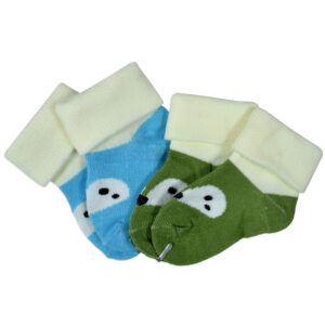New Born Baby Socks, Pack of 2 - Green/Sky Blue-0
