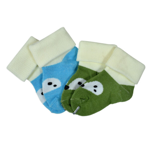 New Born Baby Socks, Pack of 2 - Green/Sky Blue-0