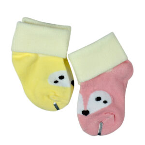 New Born Baby Socks, Pack of 2 - Yellow/Pink-27998