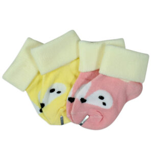 New Born Baby Socks, Pack of 2 - Yellow/Pink-0