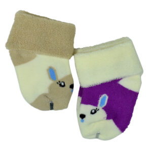 New Born Baby Socks Towel Pack of 2 - Purple/Brown-28053