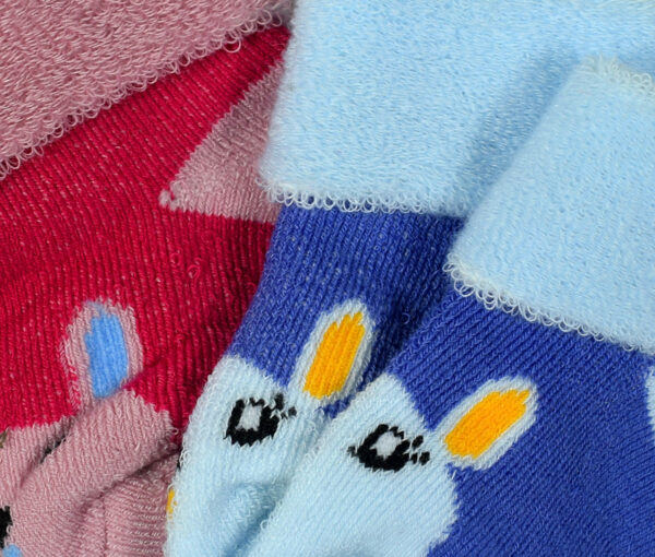 Newborn Baby Socks Towel, Pack of 2 - Mehroon/Blue-28060