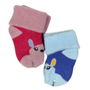 Newborn Baby Socks Towel, Pack of 2 - Mehroon/Blue-28058