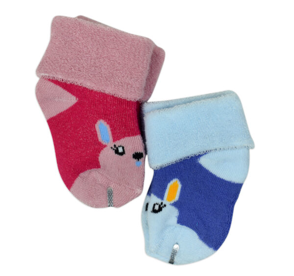 Newborn Baby Socks Towel, Pack of 2 - Mehroon/Blue-28058