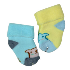 Newborn Baby Socks Towel, Pack of 2 - Blue/Yellow-28072