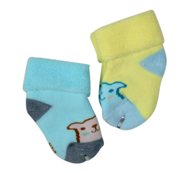 Newborn Baby Socks Towel, Pack of 2 - Blue/Yellow-28072