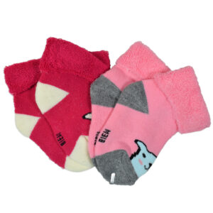 Newborn Baby Socks Towel Stuff Pack of 2 - Pink/Red-0