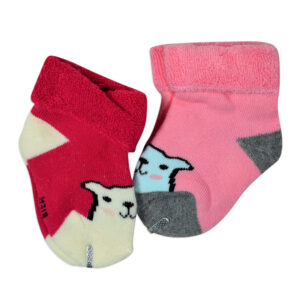 Newborn Baby Socks Towel Stuff Pack of 2 - Pink/Red-28076