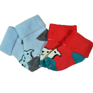 Newborn Baby Socks Towel Stuff Pack of 2 - Aqua/Red-0