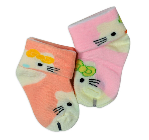 New Born Baby Socks, Pack of 2 - Peach/Pink-28004