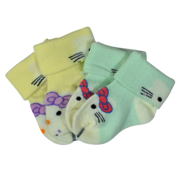 New Born Baby Socks, Pack of 2 - Yellow/Aqua-0