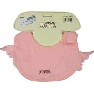 Baby Cotton Bib Wings Embroidered Appliques, Burp Cloth - Pink-0