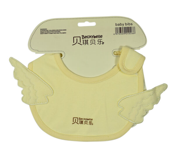 Baby Cotton Bib Wings Embroidered Appliques, Burp Cloth - Yellow-0