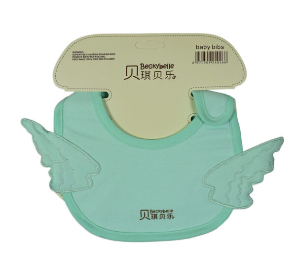 Baby Cotton Bib Wings Embroidered Appliques, Burp Cloth - Aqua-0