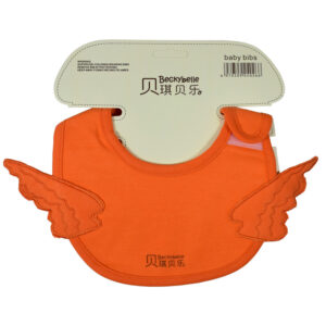 Baby Cotton Bib Wings Embroidered Appliques, Burp Cloth - Orange-0
