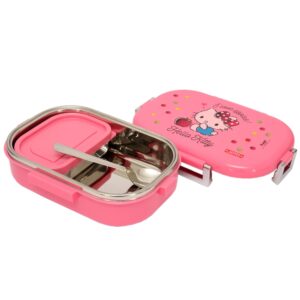 Jaypee Missteel Insulated Hello Kitty Plastic Lunch Box Set, 700ml, 3-Pieces - Pink-28439
