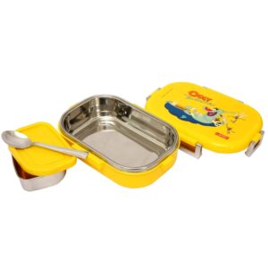 Jaypee Missteel Insulated Oggy Plastic Lunch Box Set, 700ml, 3-Pieces, Yellow-28430