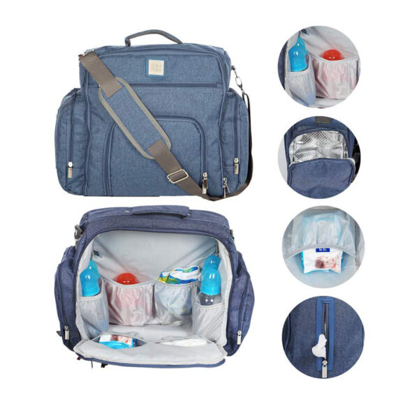 MeeMee Multipurpose Diaper Bag Backpack - Denim Blue-28291