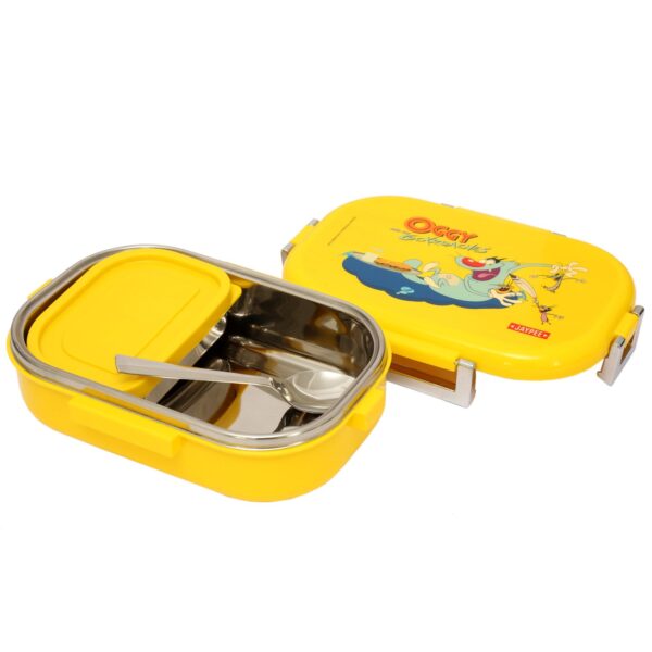 Jaypee Missteel Insulated Oggy Plastic Lunch Box Set, 700ml, 3-Pieces, Yellow-28433