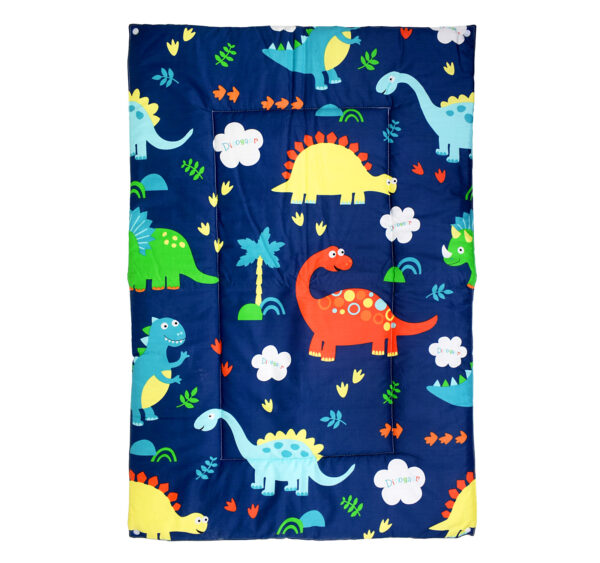 Cotton Changing Sheet with Plastic Protector, Dino Print (L) - Blue-0