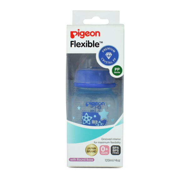 Pigeon Printed Polypropylene Flexible Feeding Bottle Blue - 120 ml-0