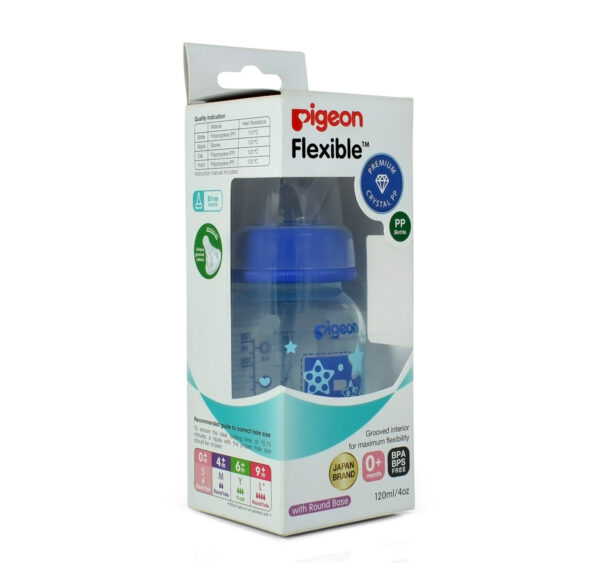 Pigeon Printed Polypropylene Flexible Feeding Bottle Blue - 120 ml-28126