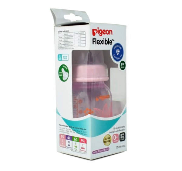 Pigeon Printed Polypropylene Flexible Feeding Bottle Pink - 120 ml-28134