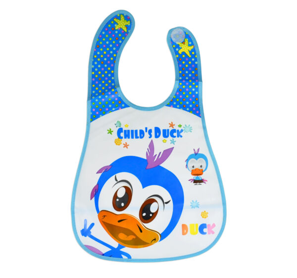 Baby Non-Spill Plastic Bib, Duck Print - Blue-0