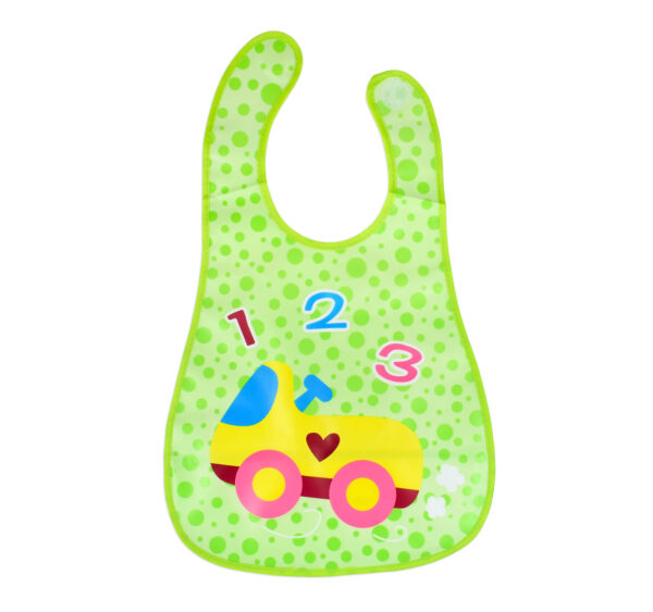 Baby Non-Spill Plastic Bib, 123 Print - Green-0