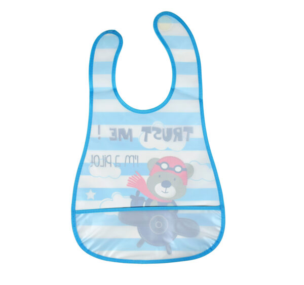 Baby Non-Spill Plastic Bib, I'm Pilot Print - Sky Blue-28323