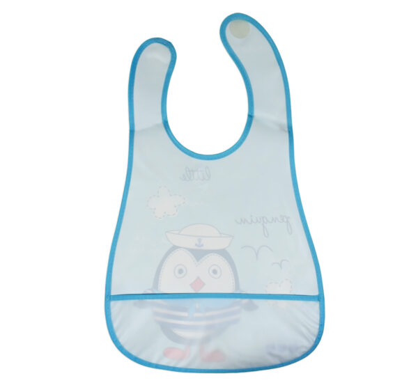 Baby Non-Spill Plastic Bib, Little Penguin - Aqua-28328