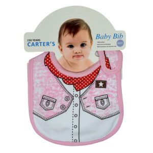 New Born Baby Cotton Bib, Jacket Print - Pink-0
