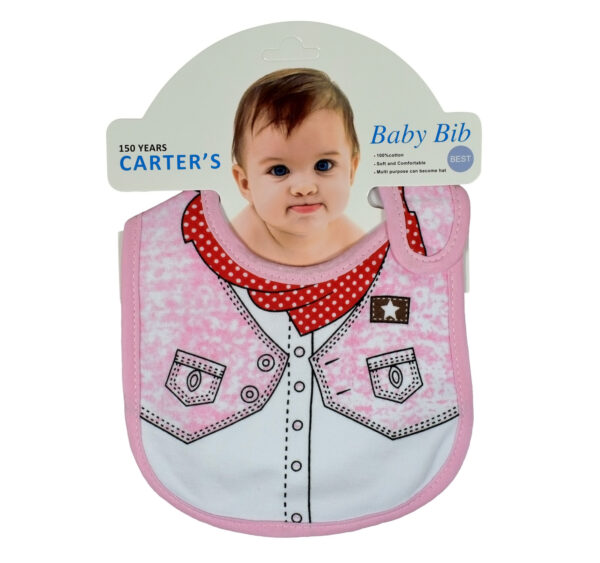 New Born Baby Cotton Bib, Jacket Print - Pink-0