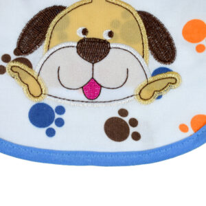 New Born Baby Cotton Bib, Dog Applique - Blue-28468