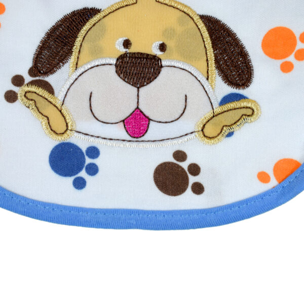 New Born Baby Cotton Bib, Dog Applique - Blue-28468